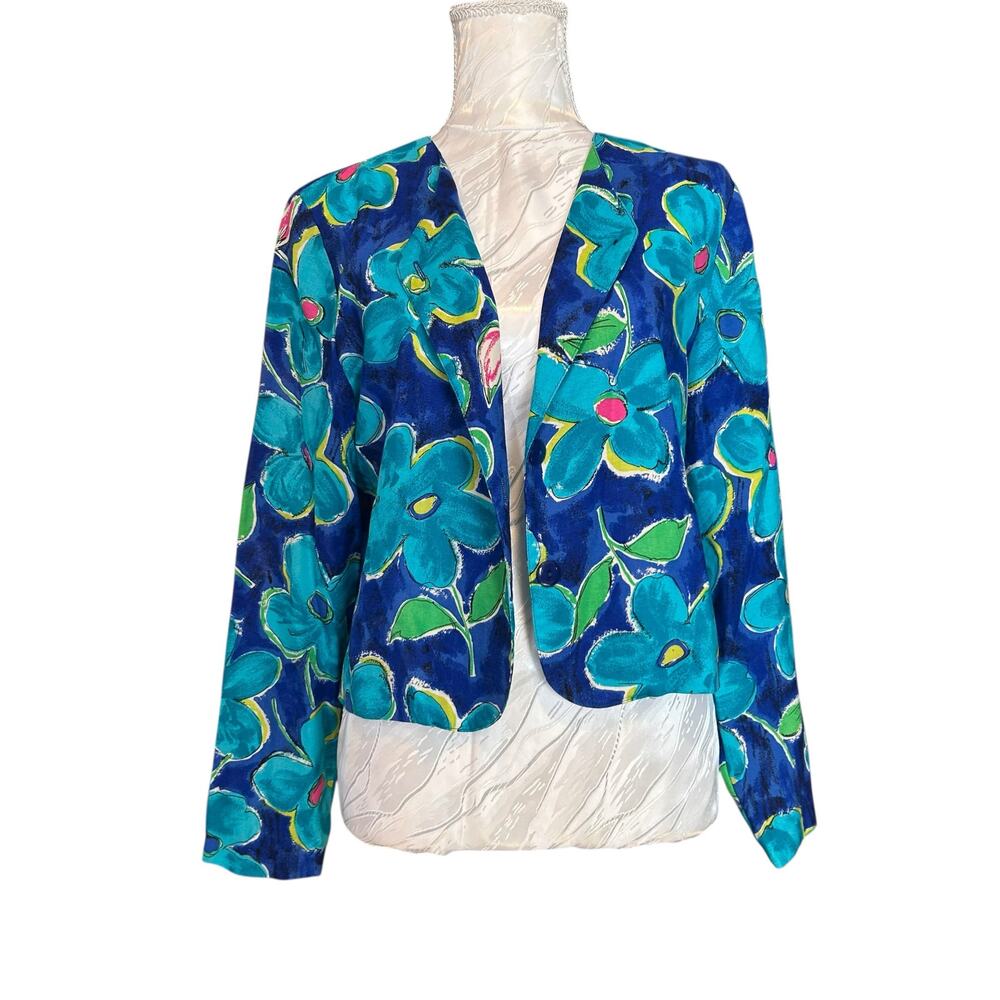 Vintage Floral Rayon Jacket – Jonathan Logan – Made in USA – Women’s Medium